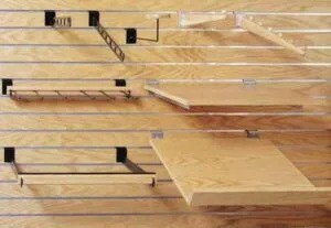 Wooden slatwalls with shelves DFW Fixtures at dallas, tx